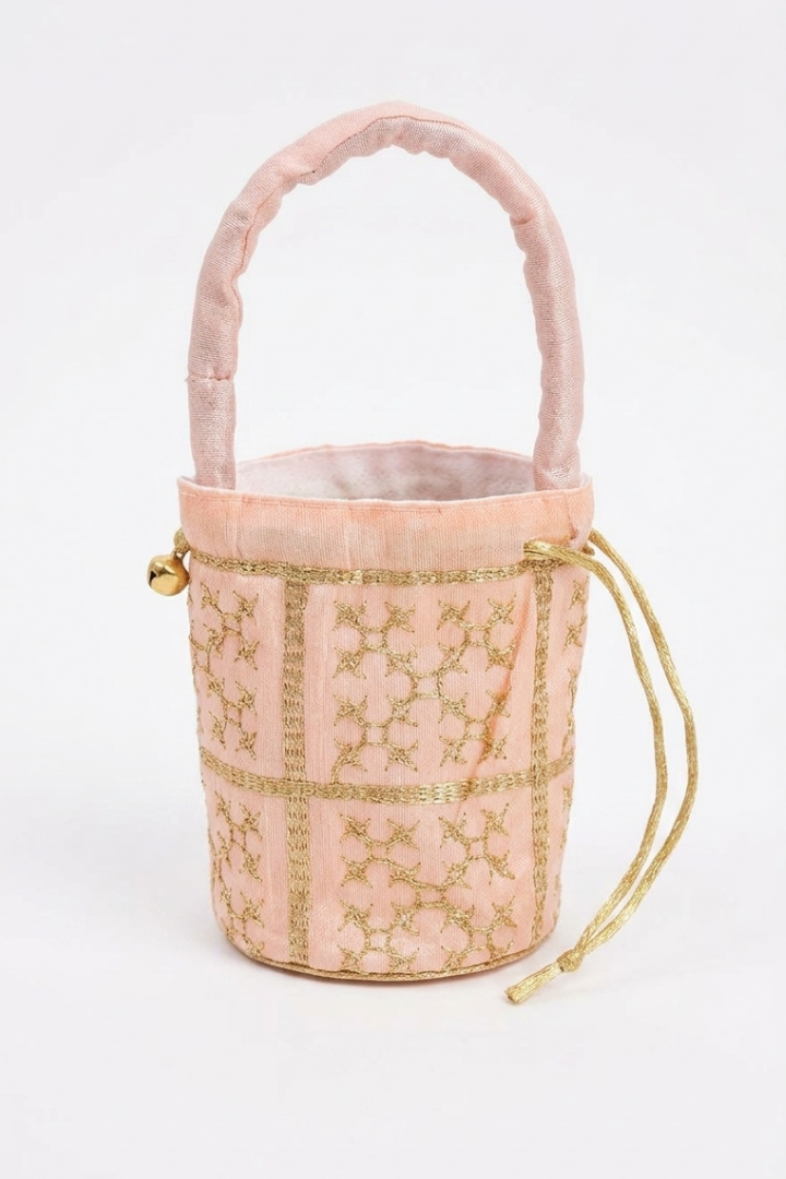 Blush Embroidered Potli Bucket Purse
