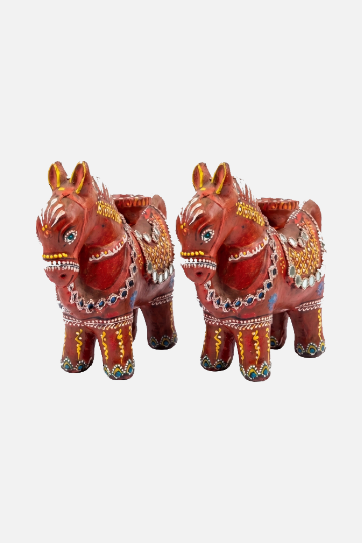 Decorated Clay 2 Horse Figurine