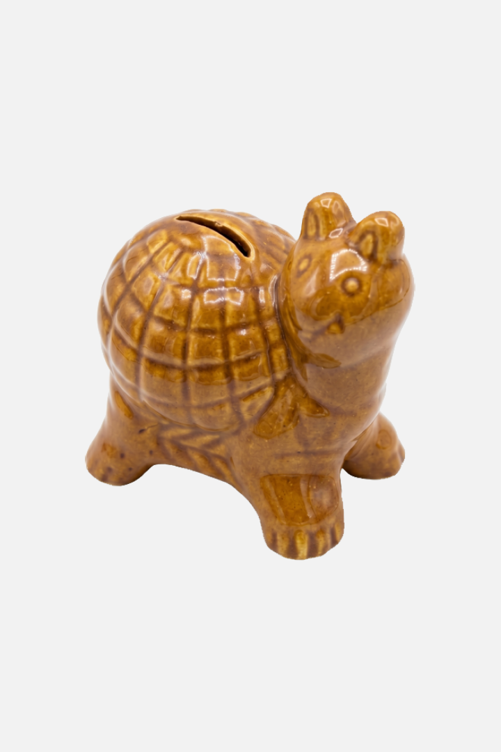 Golden Ceramic Turtle Money Bank