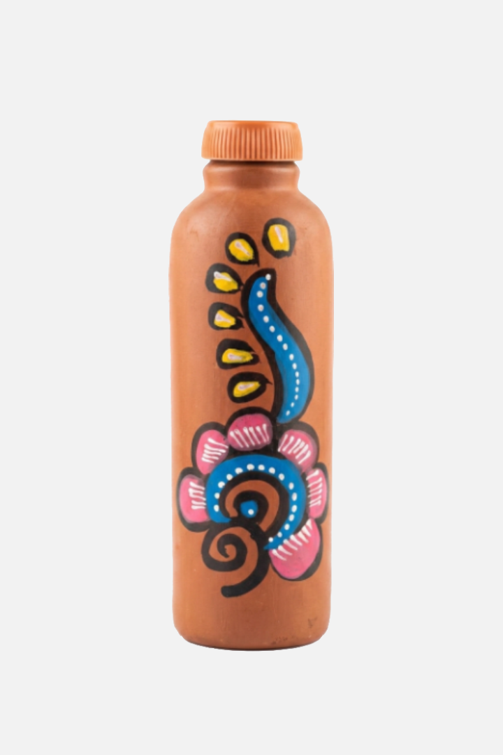 Handpainted Terracotta 1 Litre Water Bottle