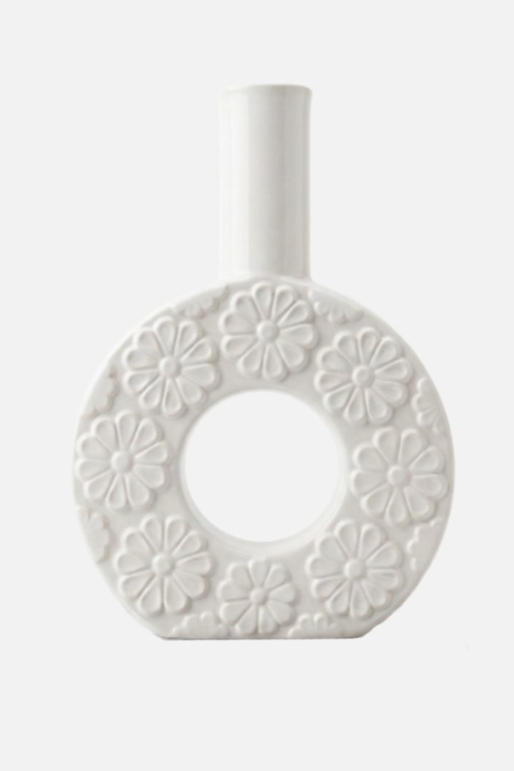 White Donut Floral Vase